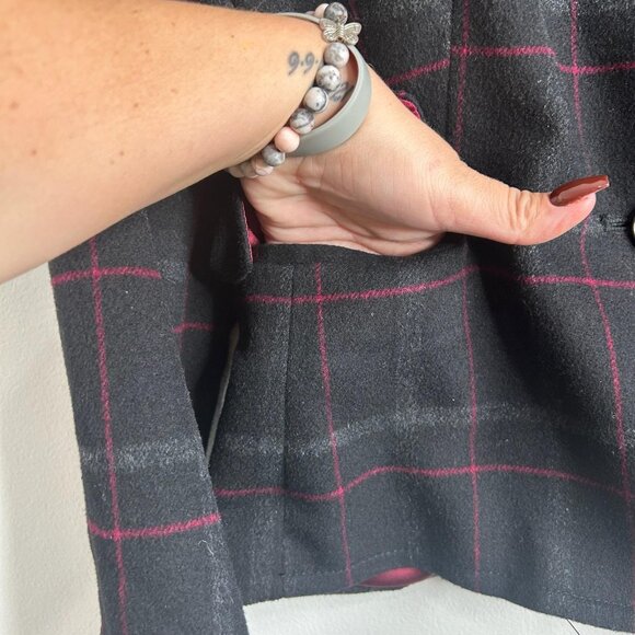 Talbots Blazer Jacket Womens 14 Black Red Plaid Wool Blend Preppy Academia - Picture 4 of 10